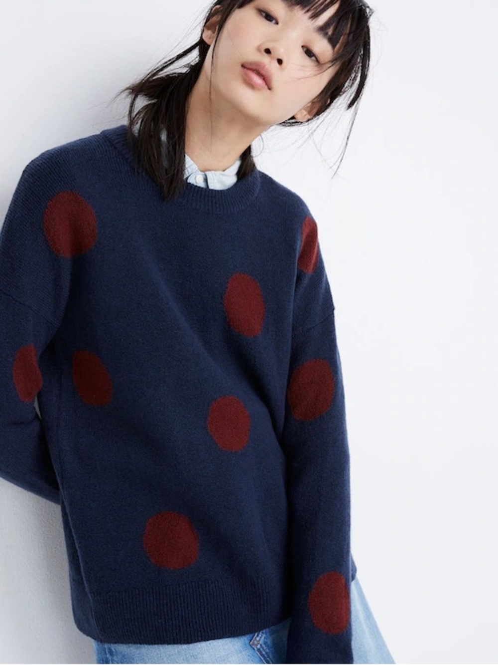 Madewell Dot Graystone Pullover Sweater in Coziest Yarn